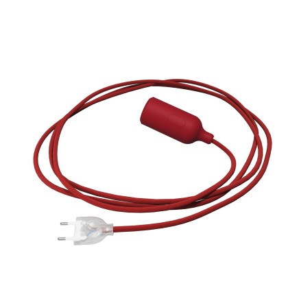 Siliconen draadlamp met schakelaar en stekker - rood