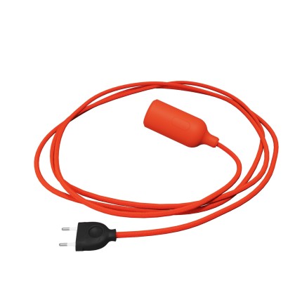 Siliconen draadlamp met schakelaar en stekker - oranje