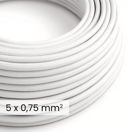 DALI textielelektriciteitskabel 5x0,75 mm² in Optisch Wit - Met stof bedekt snoer voor lampen en systemen RM01