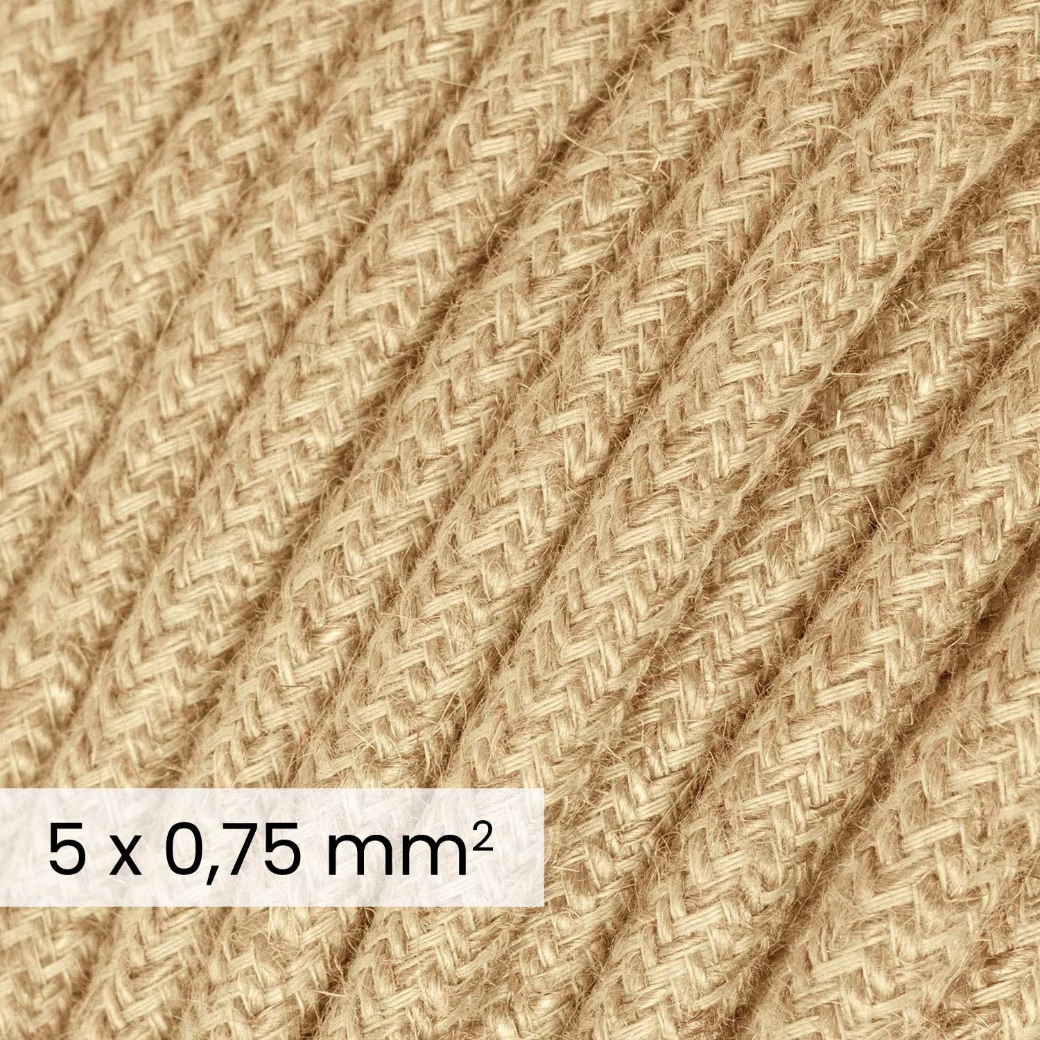 DALI textielelektriciteitskabel 5x0,75 mm² in natuurlijk jute - Natuurlijke textieldraad voor designverlichting RN06