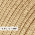 DALI textielelektriciteitskabel 5x0,75 mm² in natuurlijk jute - Natuurlijke textieldraad voor designverlichting RN06