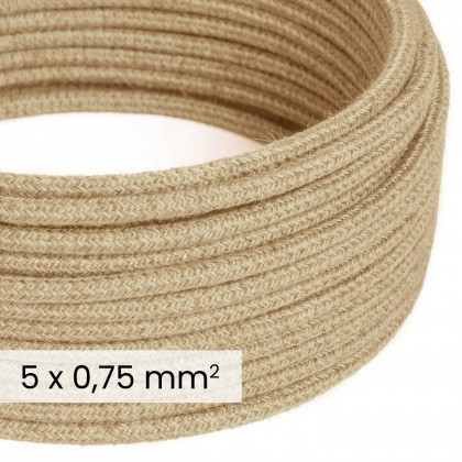 DALI textielelektriciteitskabel 5x0,75 mm² in natuurlijk jute - Natuurlijke textieldraad voor designverlichting RN06