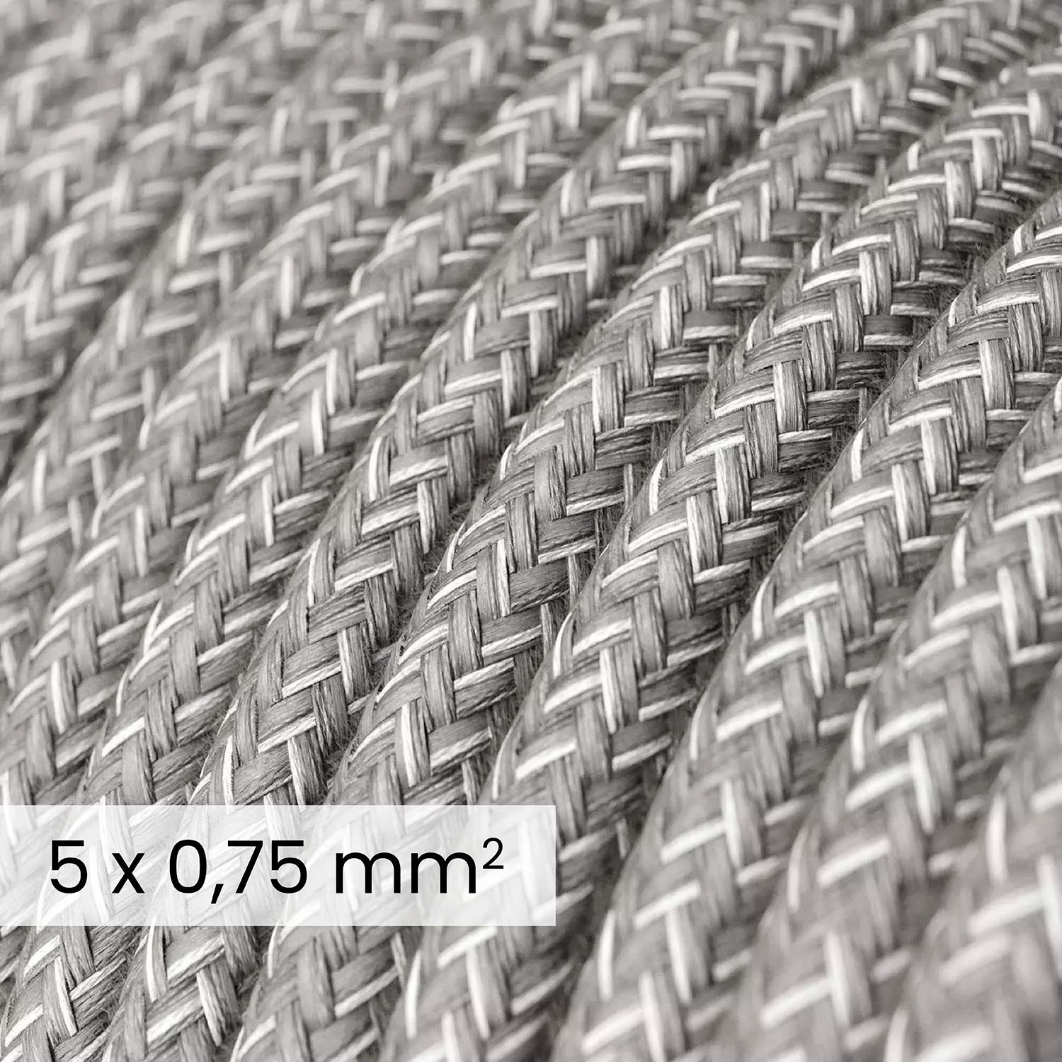 DALI textielelektriciteitskabel 5x0,75 mm² in grijs gemêleerd linnen - decoratieve kabel voor verlichtingsinstallaties RN02
