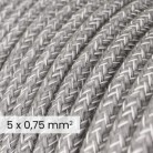 DALI textielelektriciteitskabel 5x0,75 mm² in grijs gemêleerd linnen - decoratieve kabel voor verlichtingsinstallaties RN02