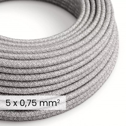DALI textielelektriciteitskabel 5x0,75 mm² in grijs gemêleerd linnen - decoratieve kabel voor verlichtingsinstallaties RN02