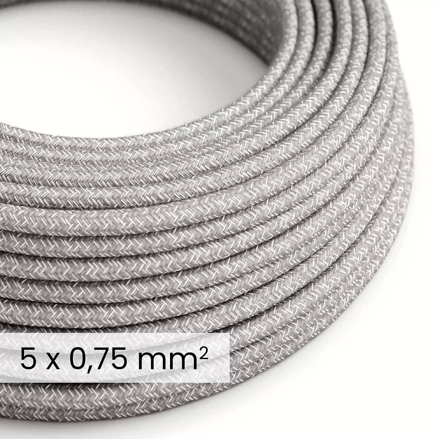 DALI textielelektriciteitskabel 5x0,75 mm² in grijs gemêleerd linnen - decoratieve kabel voor verlichtingsinstallaties RN02