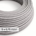 DALI textielelektriciteitskabel 5x0,75 mm² in grijs gemêleerd linnen - decoratieve kabel voor verlichtingsinstallaties RN02
