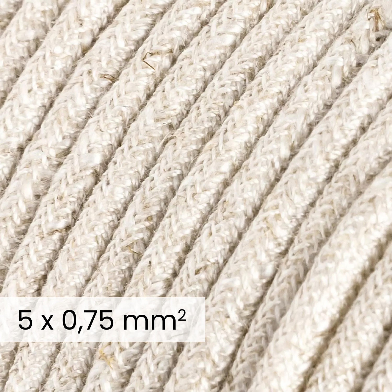 DALI textielelektriciteitskabel 5x0,75 mm² in Natural White Linen - Draad voor designverlichting RN01