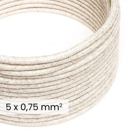 Câble électrique DALI en textile 5x0.75 mm² en Lin Blanc Naturel - Câble pour éclairage design RN01