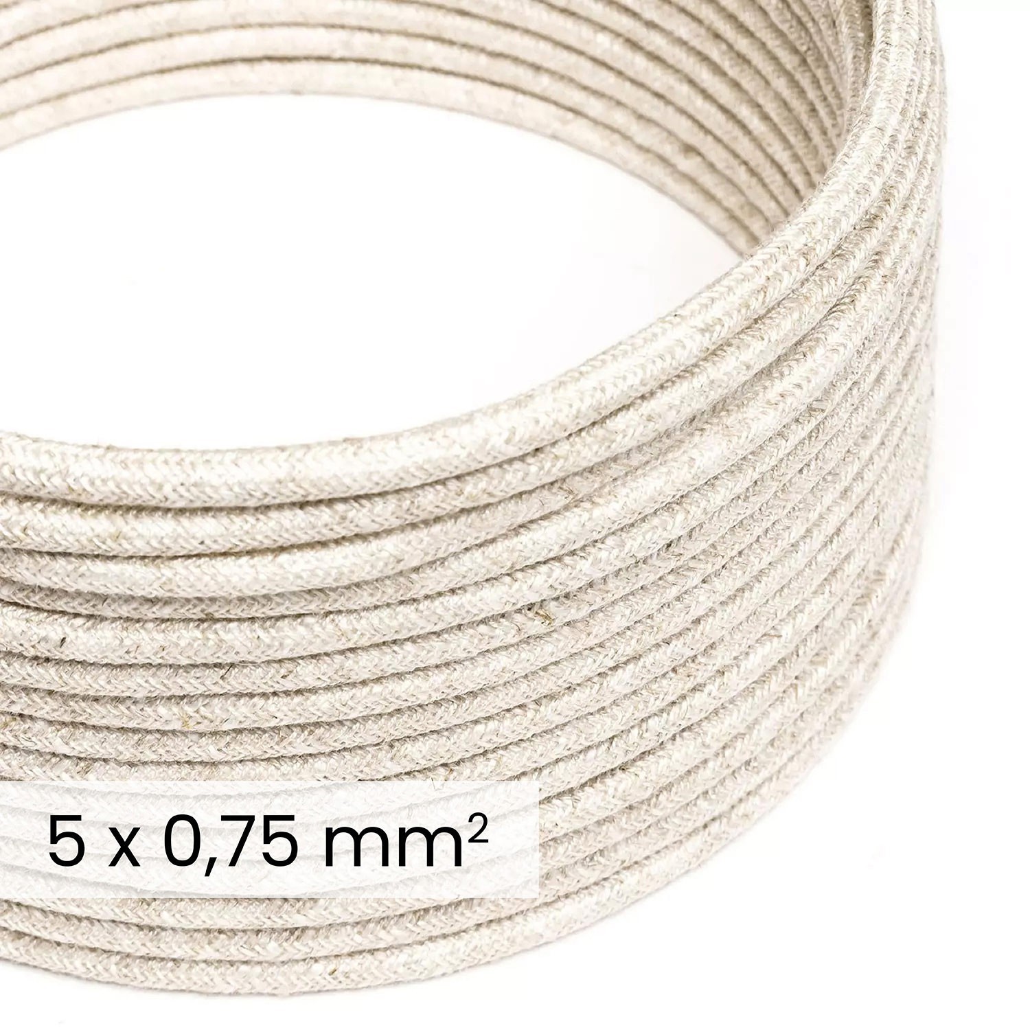 DALI textielelektriciteitskabel 5x0,75 mm² in Natural White Linen - Draad voor designverlichting RN01