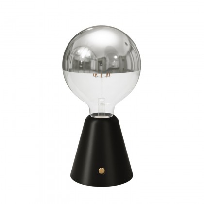 Draagbare en oplaadbare Cabless01 LED-lamp met zilveren Half Sphere lichtbron - zwart