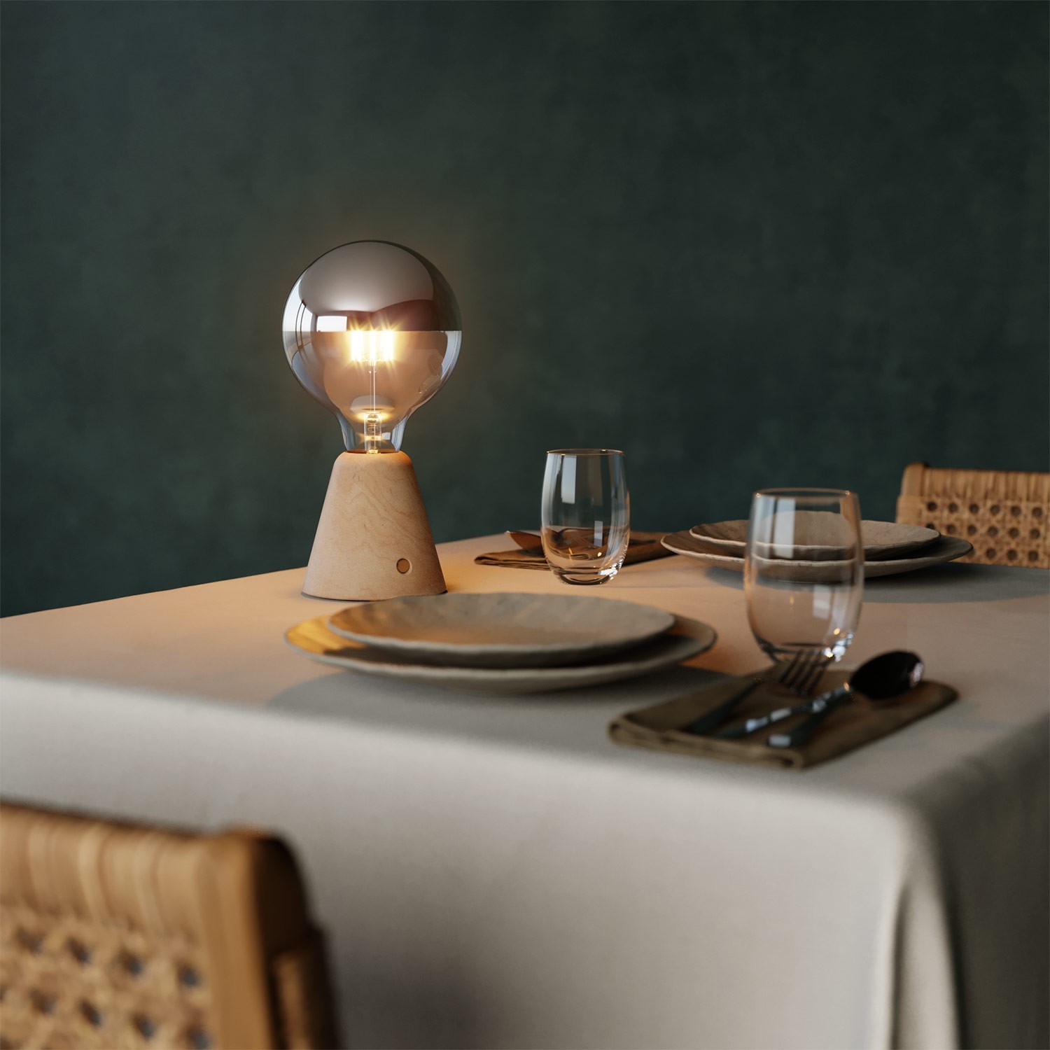 Draagbare en oplaadbare Cabless01 LED-lamp met zilveren Half Sphere lichtbron