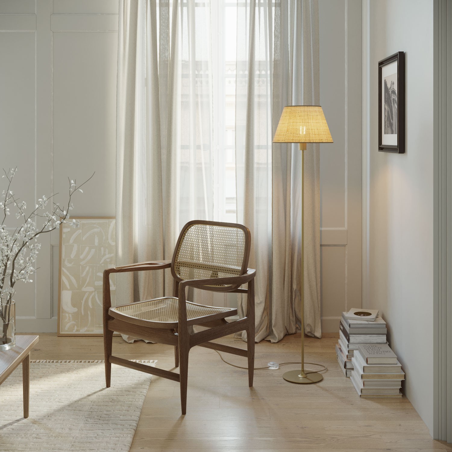 Lampadaire MAG-Y avec base ronde en métal et abat-jour Impero M