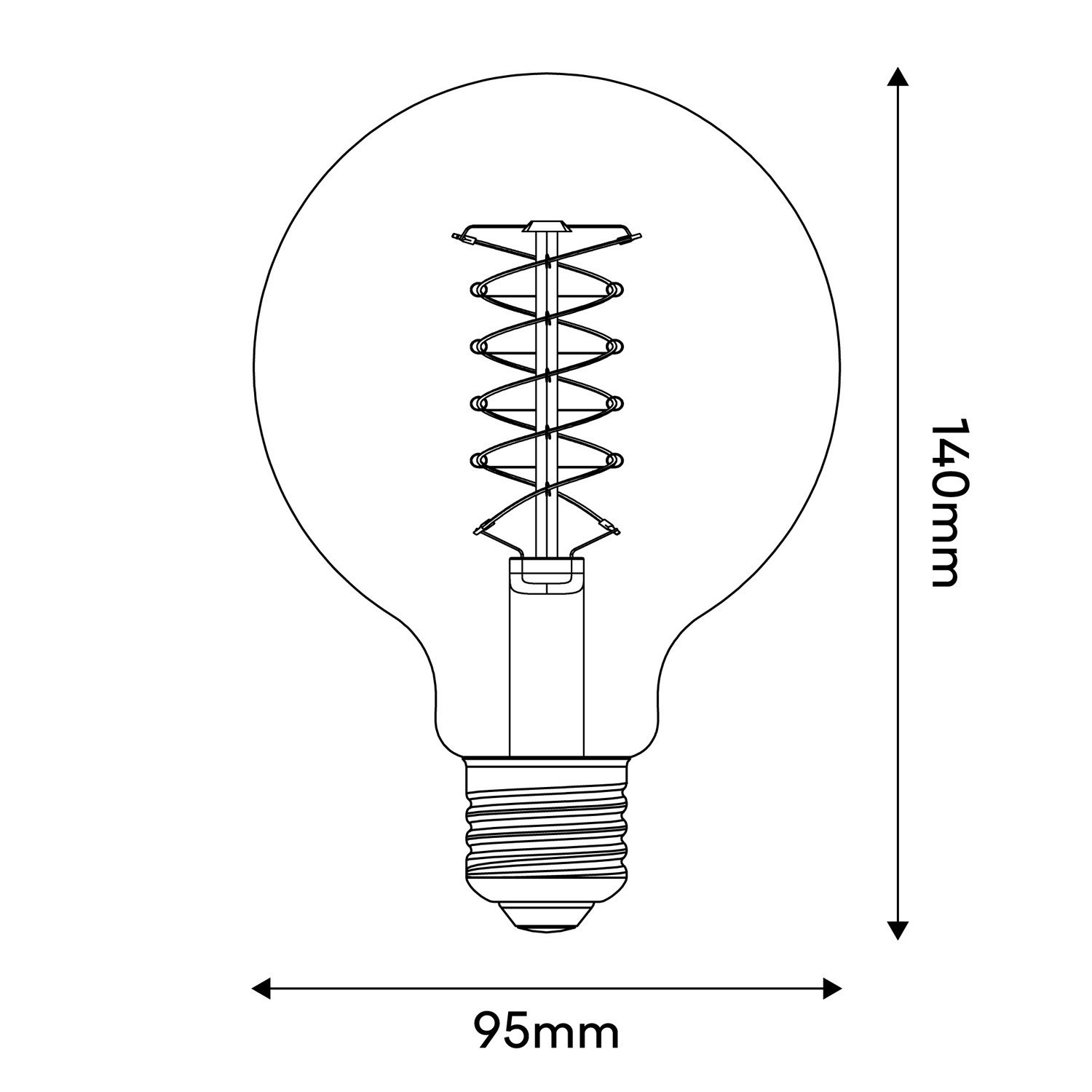 LED Lamp Smoky Globe G95 4,8W 250Lm E27 1800K Dimbaar - D03