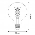 LED Lamp Smoky Globe G95 4,8W 250Lm E27 1800K Dimbaar - D03