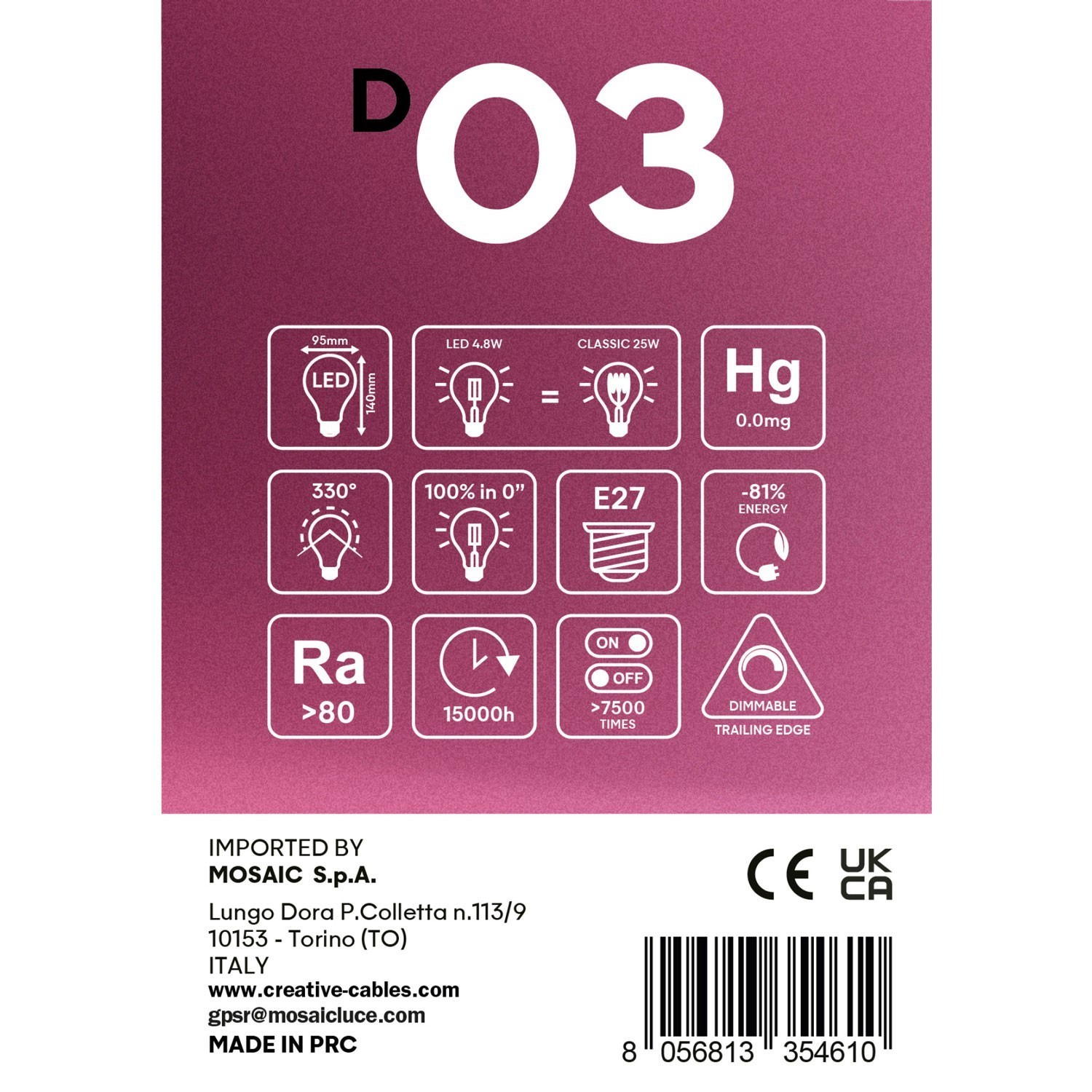 LED Lamp Smoky Globe G95 4,8W 250Lm E27 1800K Dimbaar - D03