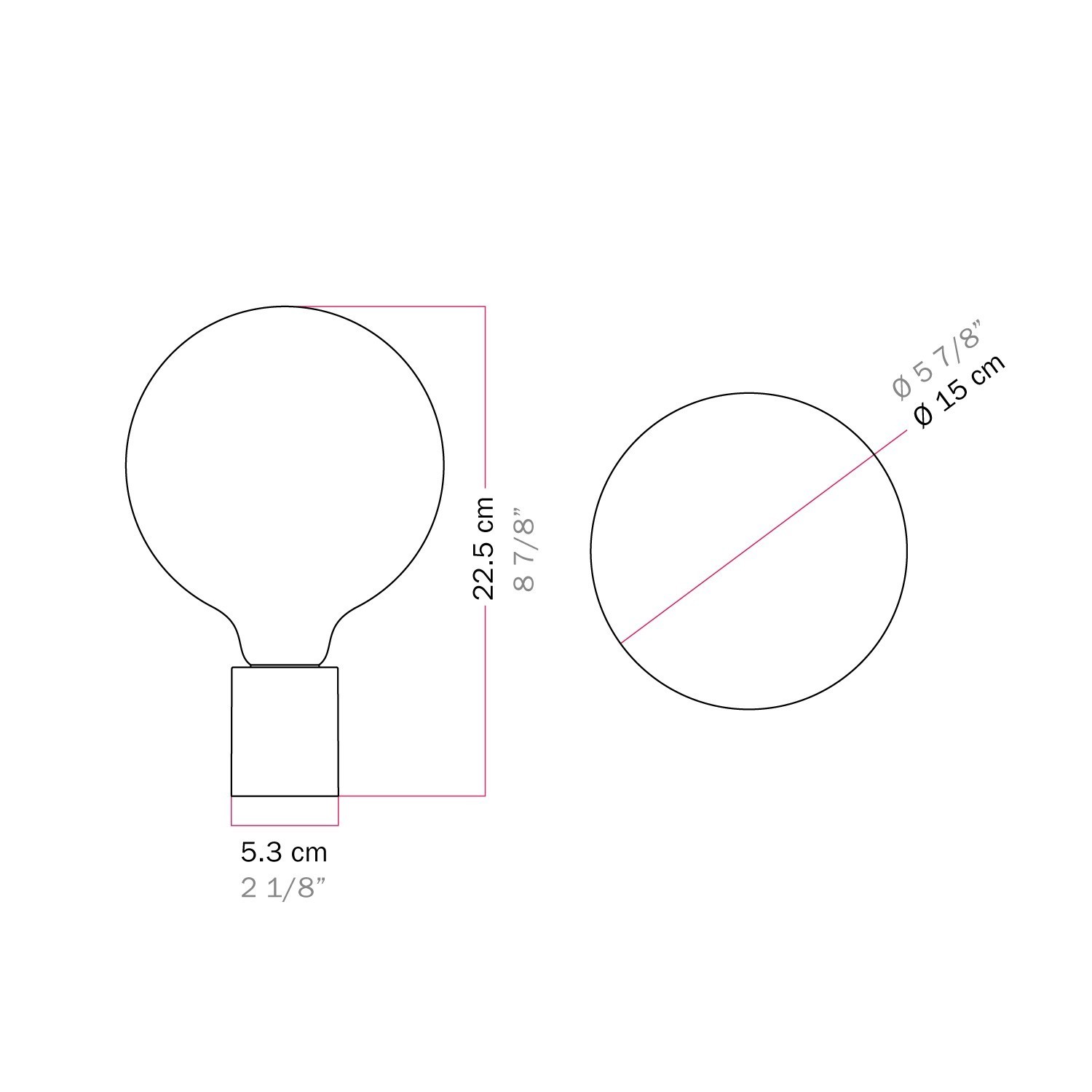 Metalen wandlamp met globe-lamp, porseleineffect