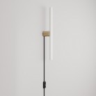 Lamp met stekker, metalen afwerking en lineaire LED S14d-lamp