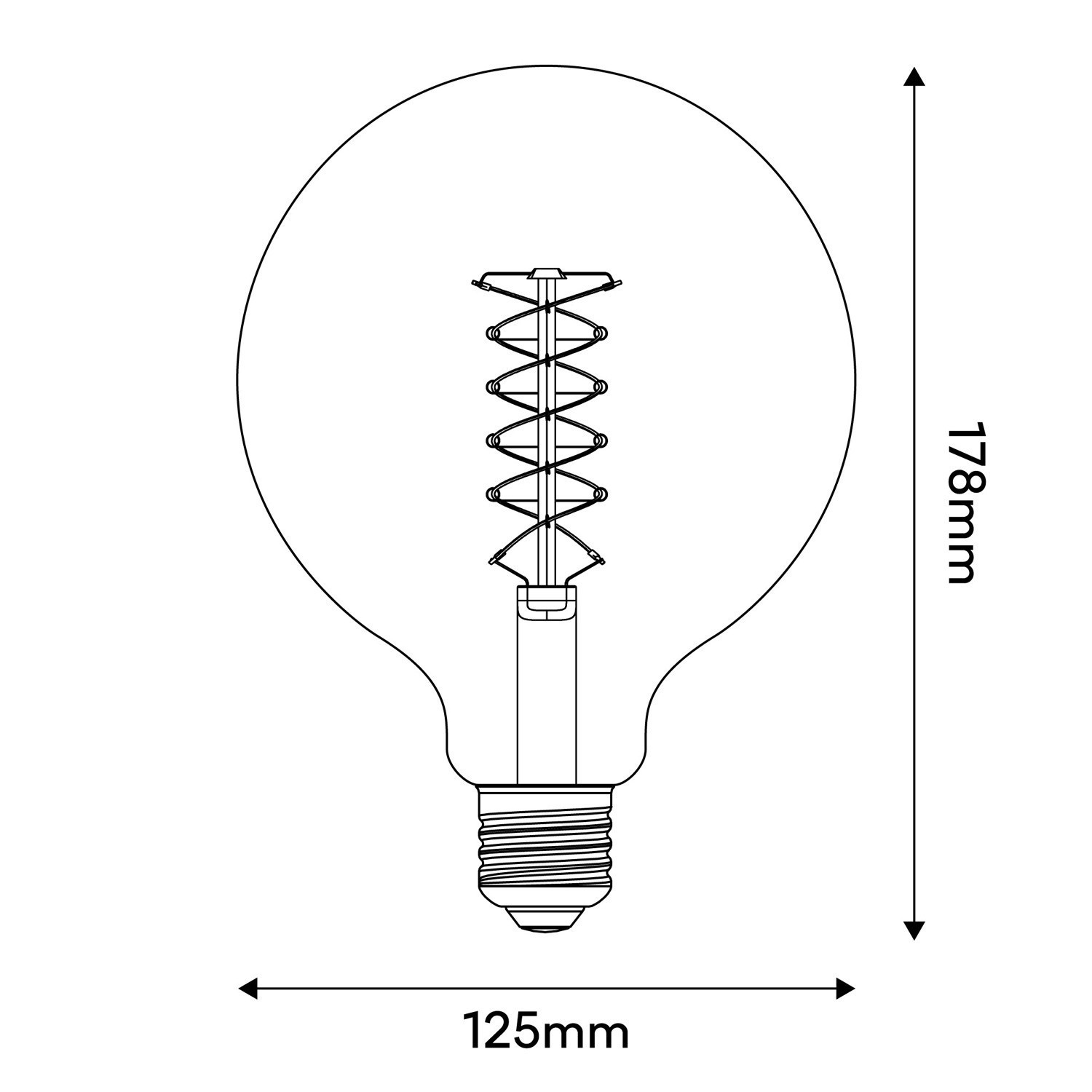 LED Lamp Filament G125 Wit Globe 5,9W 500Lm E27 2700K Dimbaar - W04