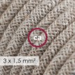 Stekkerdoos met strijkijzersnoer van neutraal natuurlijk linnen RN01 en randaarde stekker met comfortabele "ring" grip