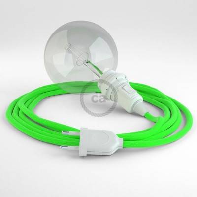 "Snake" hanglamp met extra lang strijkijzersnoer fluo groen viscose RF06