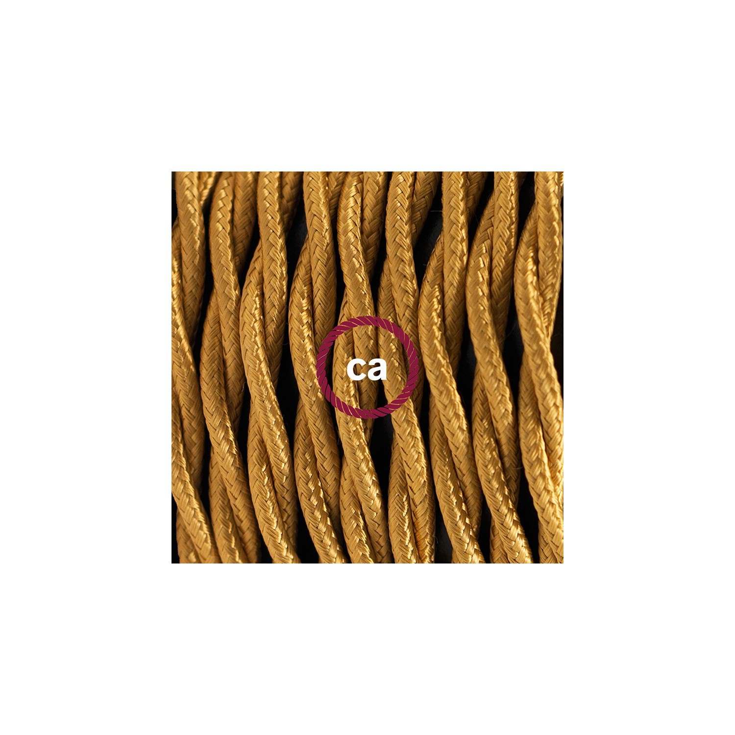 Gevlochten textielkabel van viscose met schakelaar en stekker. TM05 - goud 1,80 m.