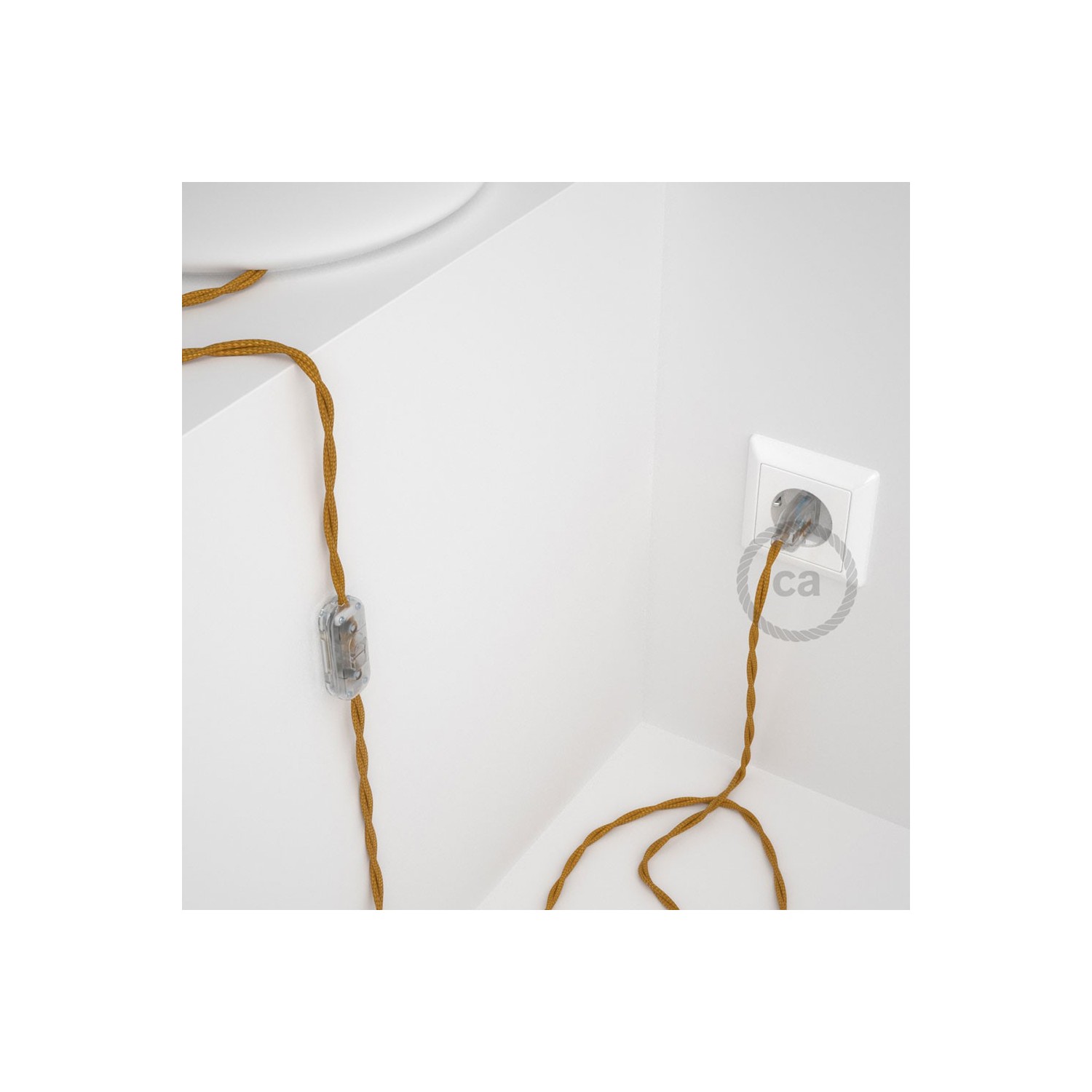 Cordon pour lampe, câble TM05 Effet Soie Doré 1,80 m. Choisissez la couleur de la fiche et de l'interrupteur!
