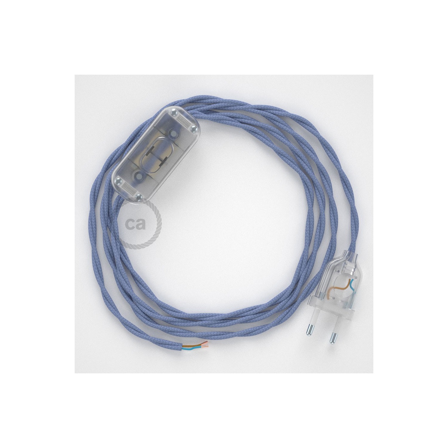 Cordon pour lampe, câble TM07 Effet Soie Lilas 1,80 m. Choisissez la couleur de la fiche et de l'interrupteur!