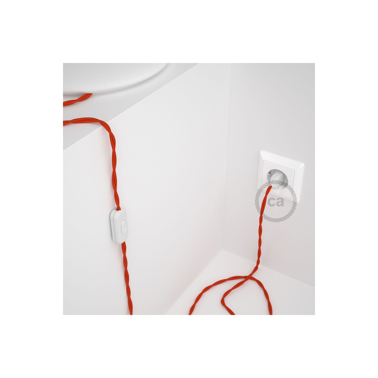 Cordon pour lampe, câble TM15 Effet Soie Orange 1,80 m. Choisissez la couleur de la fiche et de l'interrupteur!