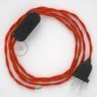 Cordon pour lampe, câble TM15 Effet Soie Orange 1,80 m. Choisissez la couleur de la fiche et de l'interrupteur!