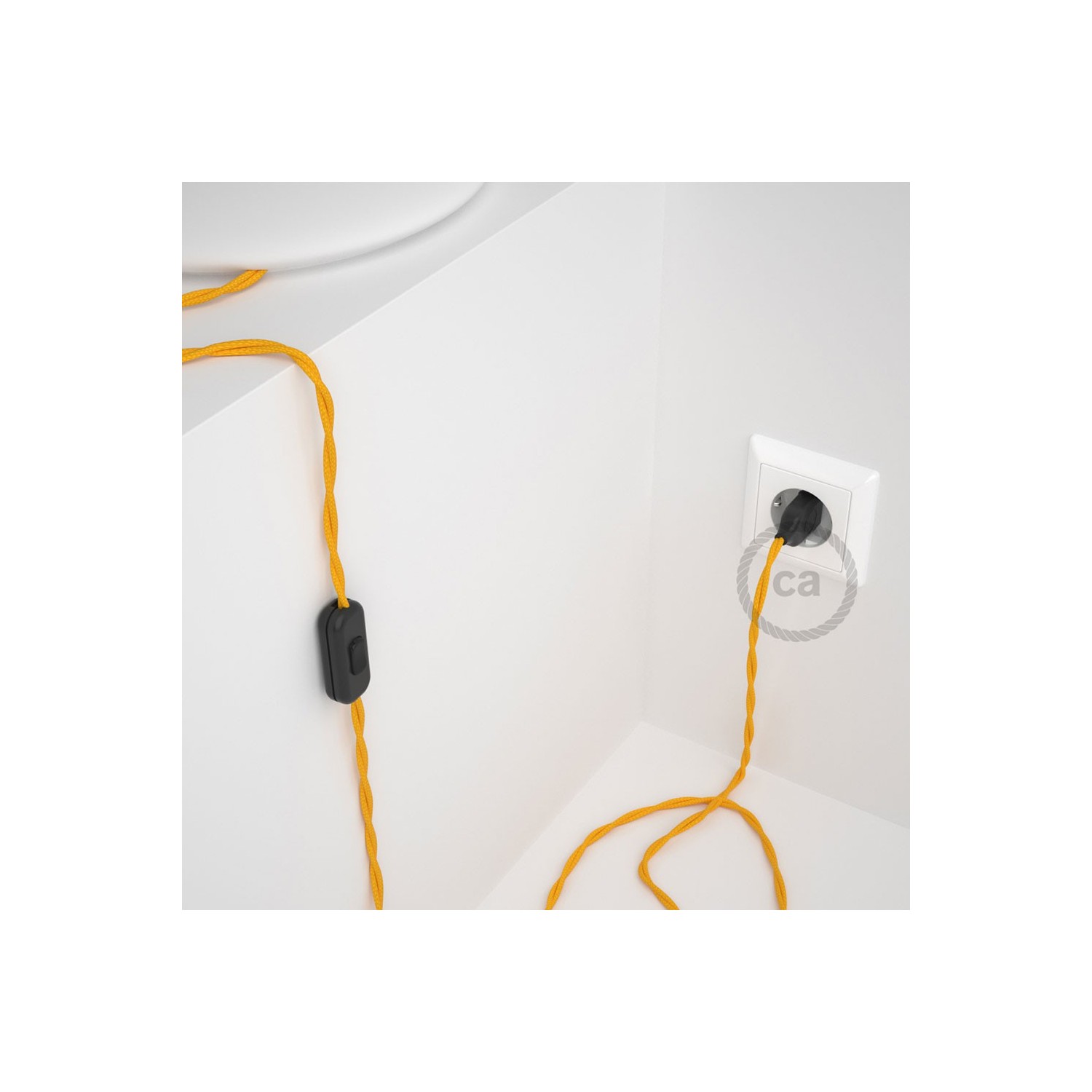 Cordon pour lampe, câble TM10 Effet Soie Jaune 1,80 m. Choisissez la couleur de la fiche et de l'interrupteur!