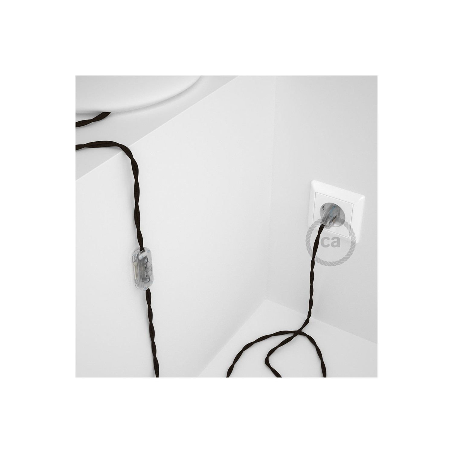 Cordon pour lampe, câble TM13 Effet Soie Marron 1,80 m. Choisissez la couleur de la fiche et de l'interrupteur!