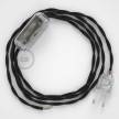 Cordon pour lampe, câble TM04 Effet Soie Noir 1,80 m. Choisissez la couleur de la fiche et de l'interrupteur!