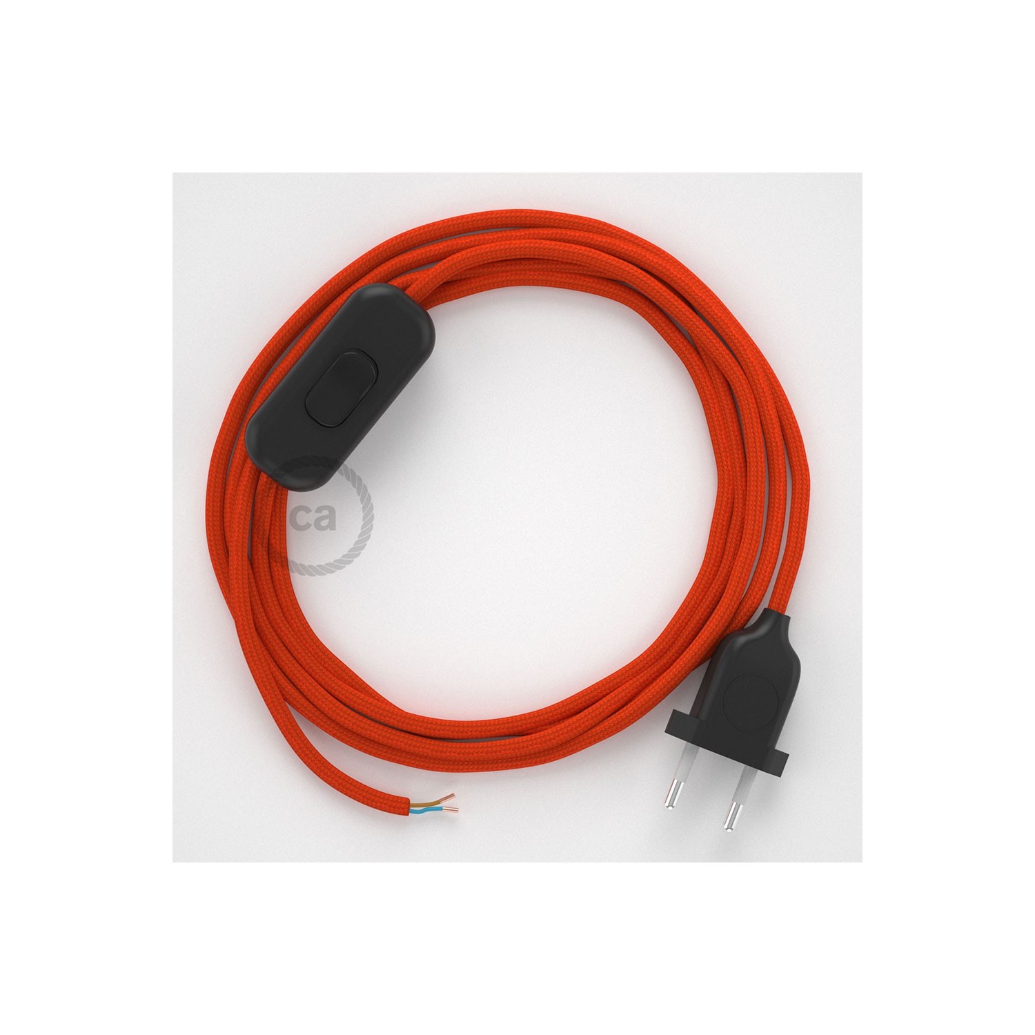Cordon pour lampe, câble RM15 Effet Soie Orange 1,80 m. Choisissez la couleur de la fiche et de l'interrupteur!