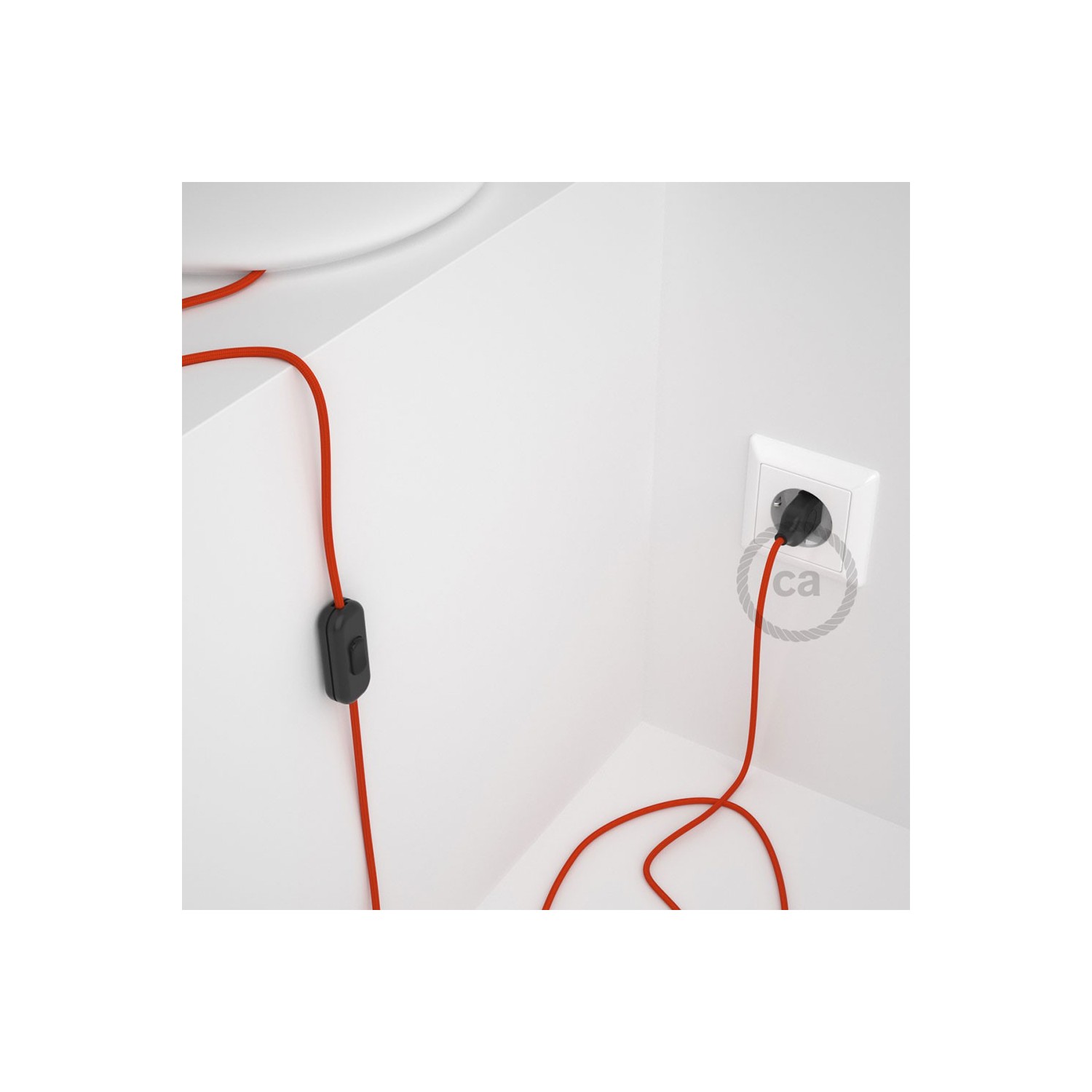Cordon pour lampe, câble RM15 Effet Soie Orange 1,80 m. Choisissez la couleur de la fiche et de l'interrupteur!