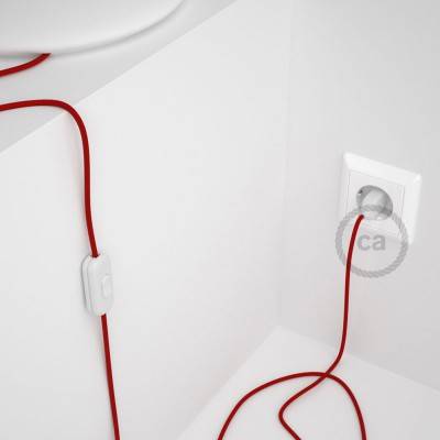 Cordon pour lampe, câble RM09 Effet Soie Rouge 1,80 m. Choisissez la couleur de la fiche et de l'interrupteur!