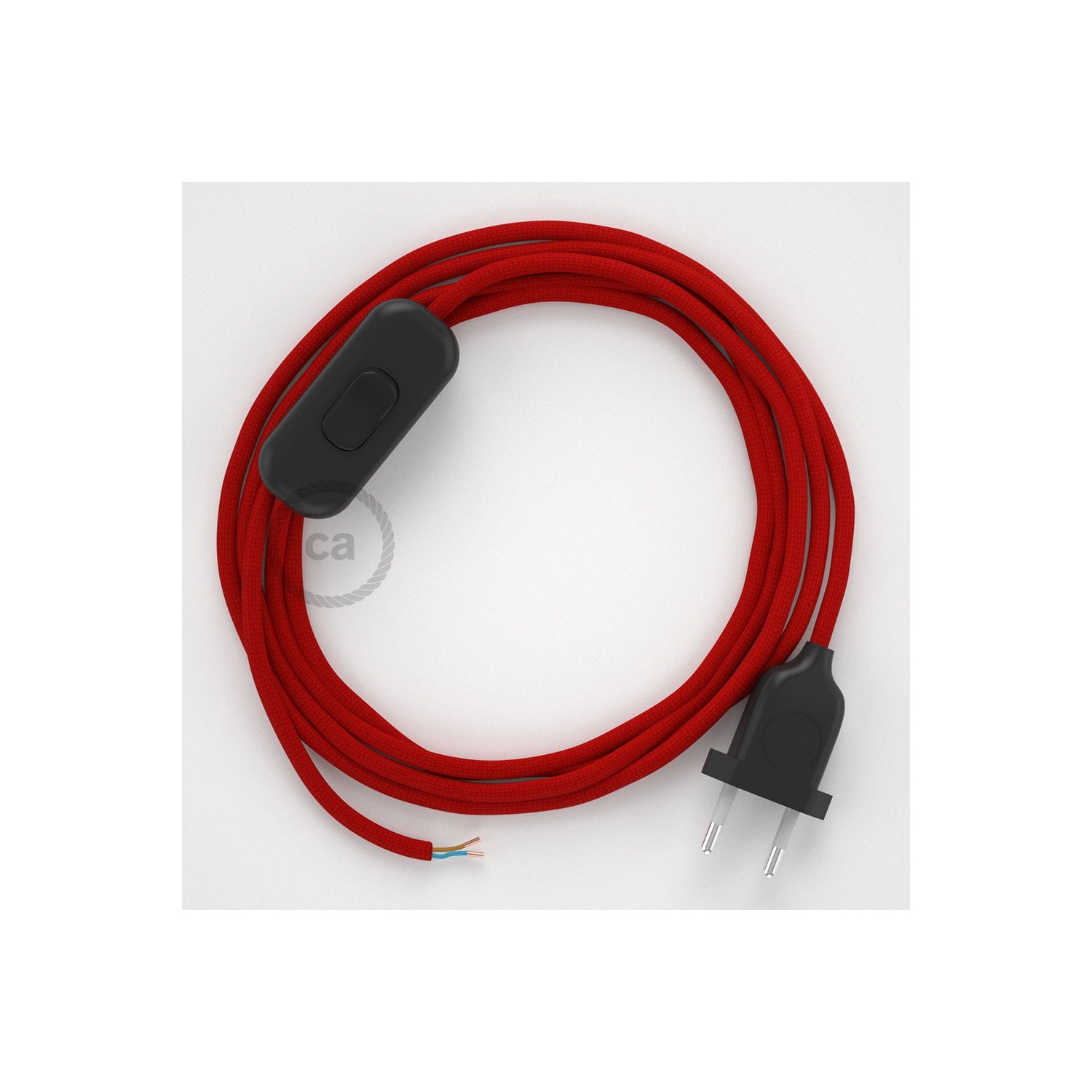 Cordon pour lampe, câble RM09 Effet Soie Rouge 1,80 m. Choisissez la couleur de la fiche et de l'interrupteur!