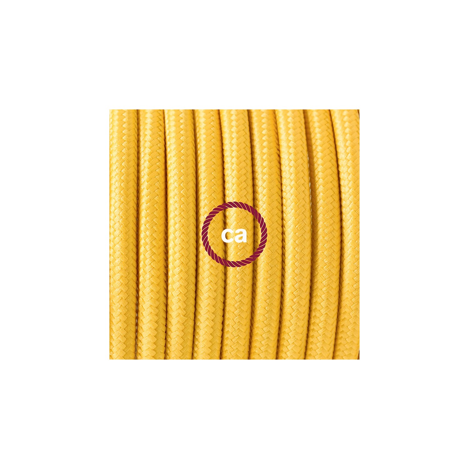 Ronde flexibele textielkabel van viscose met schakelaar en stekker. RM10 - geel 1,80 m.