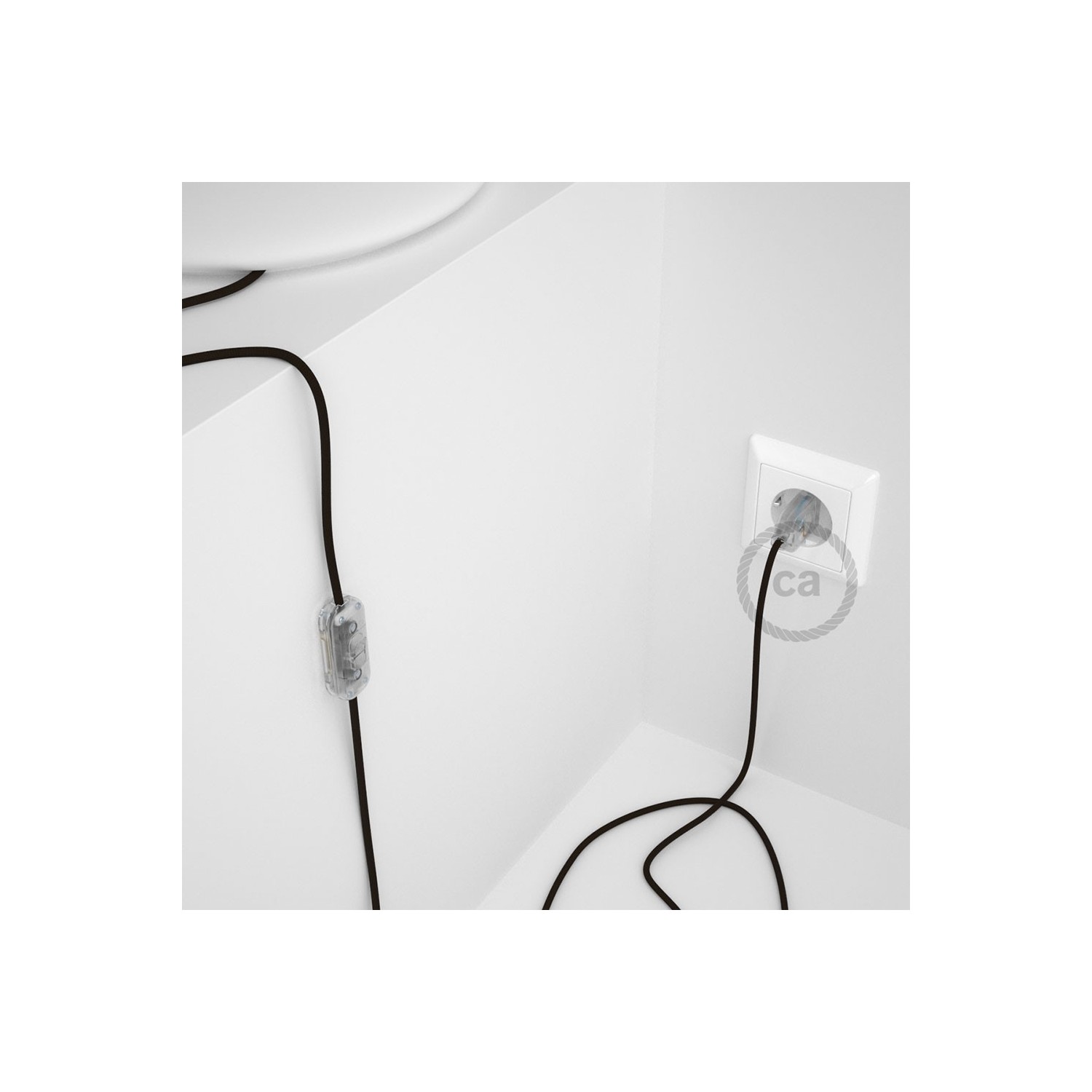 Cordon pour lampe, câble RM13 Effet Soie Marron 1,80 m. Choisissez la couleur de la fiche et de l'interrupteur!