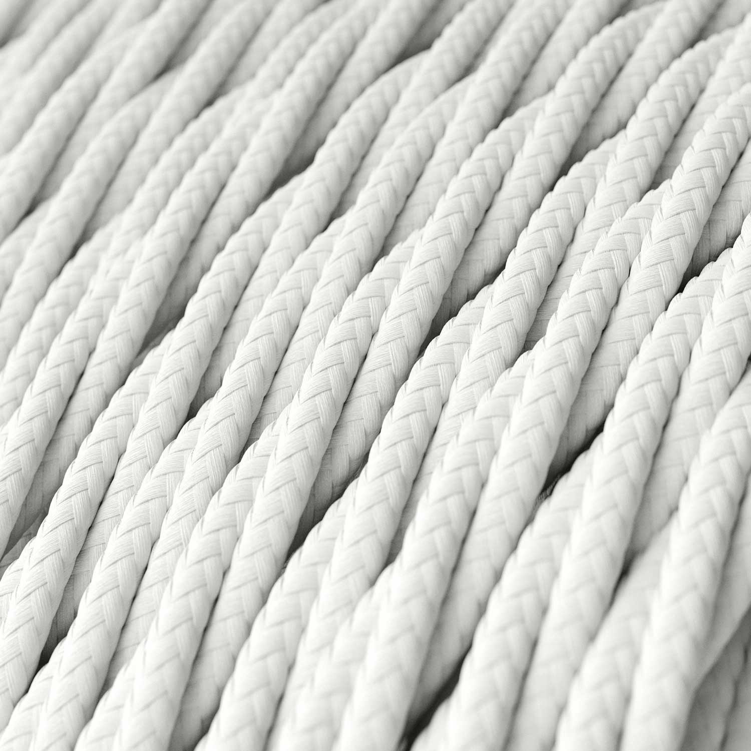 Gevlochten flexibele electriciteit textielkabel van viscose. TM01 - wit