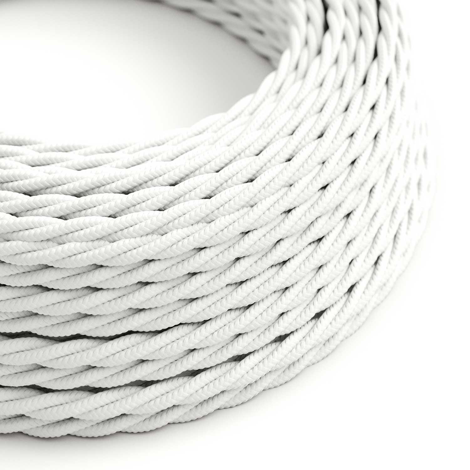 Gevlochten flexibele electriciteit textielkabel van viscose. TM01 - wit