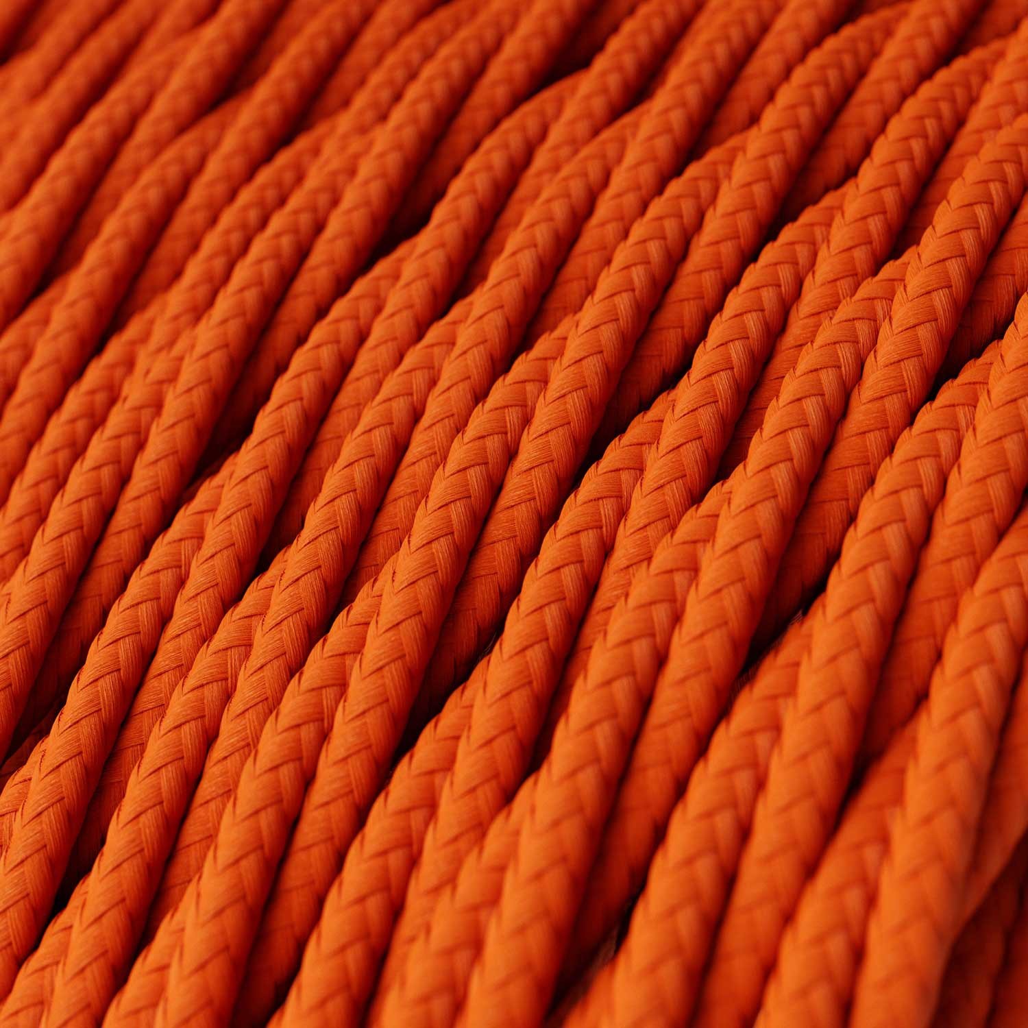 Gevlochten flexibele electriciteit textielkabel van viscose. TM15 - oranje