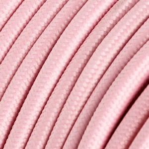 Fil Électrique Rond Gaine De Tissu De Couleur Effet Soie Tissu Uni Rose Baby RM16