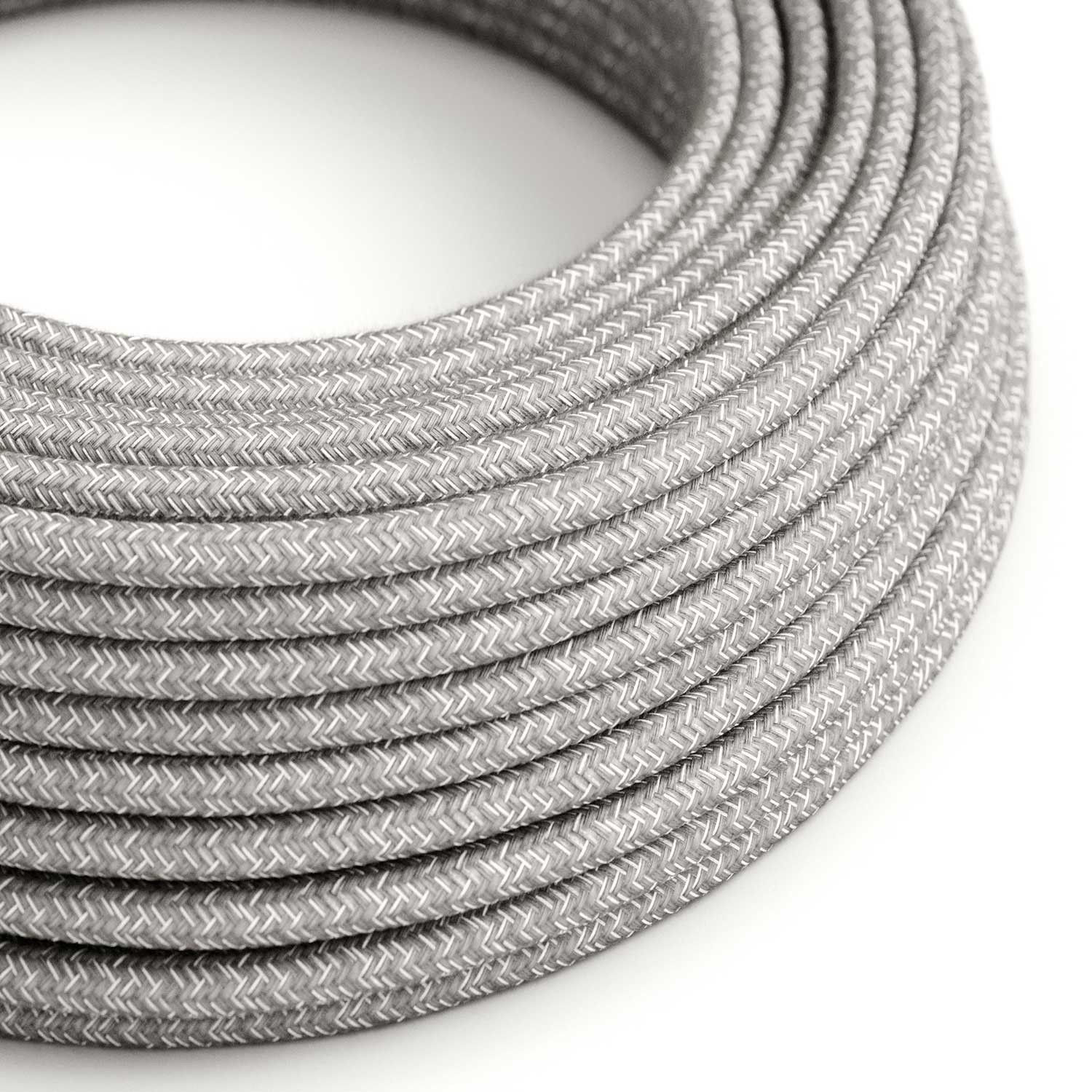 Ronde flexibele electriciteit textielkabel van linnen. RN02 - natuurlijk grijs