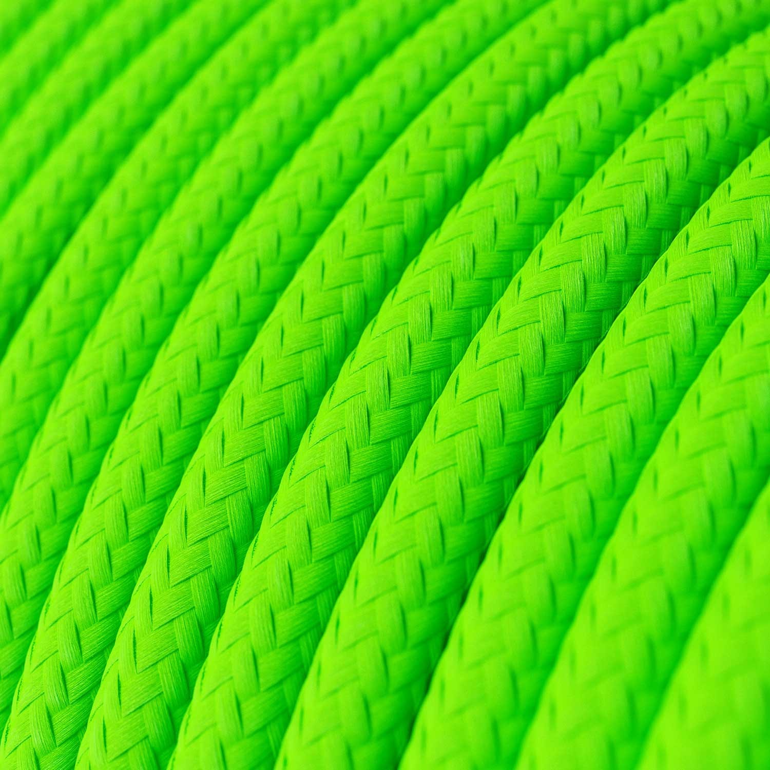 Ronde flexibele electriciteit textielkabel van viscose. RF06 - fluo groen