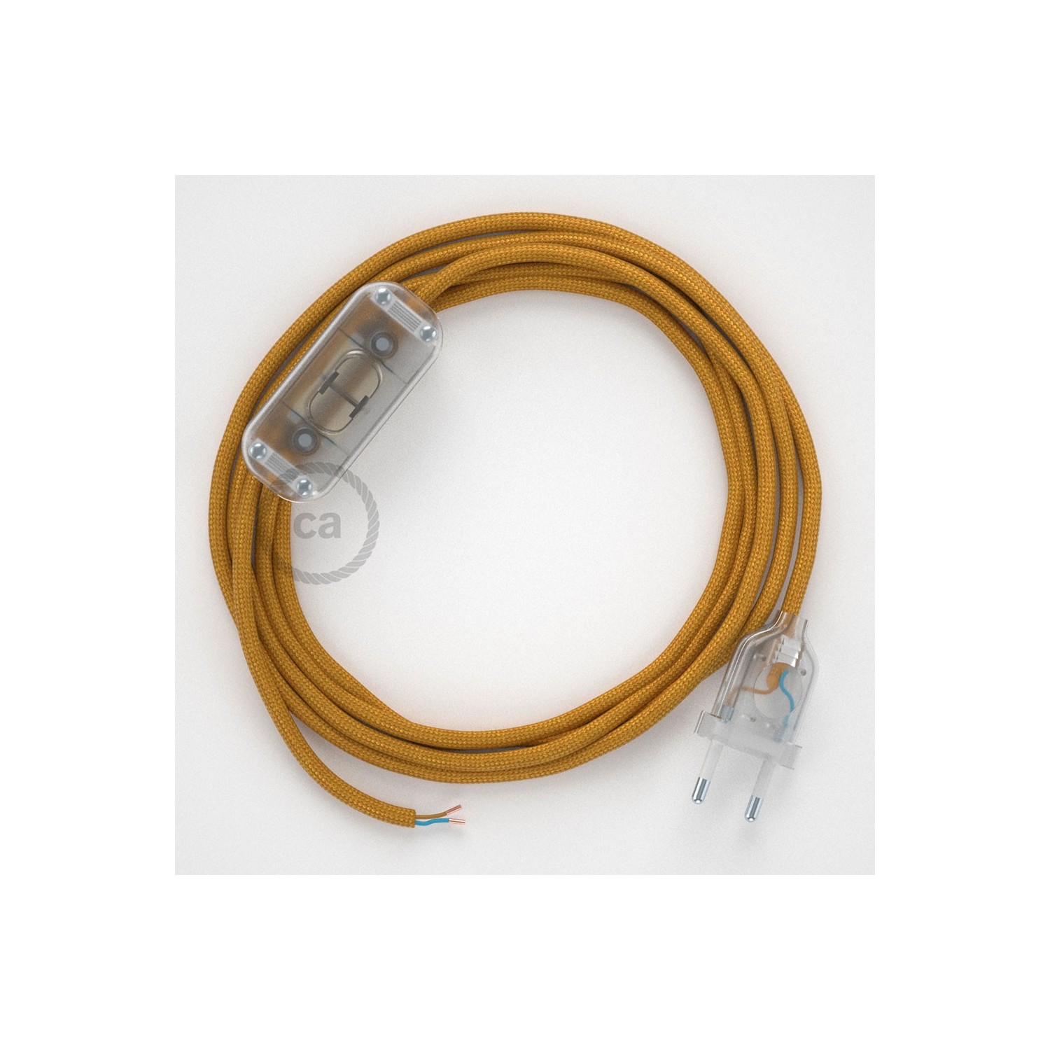 Cordon pour lampe, câble RM05 Effet Soie Doré 1,80 m. Choisissez la couleur de la fiche et de l'interrupteur!