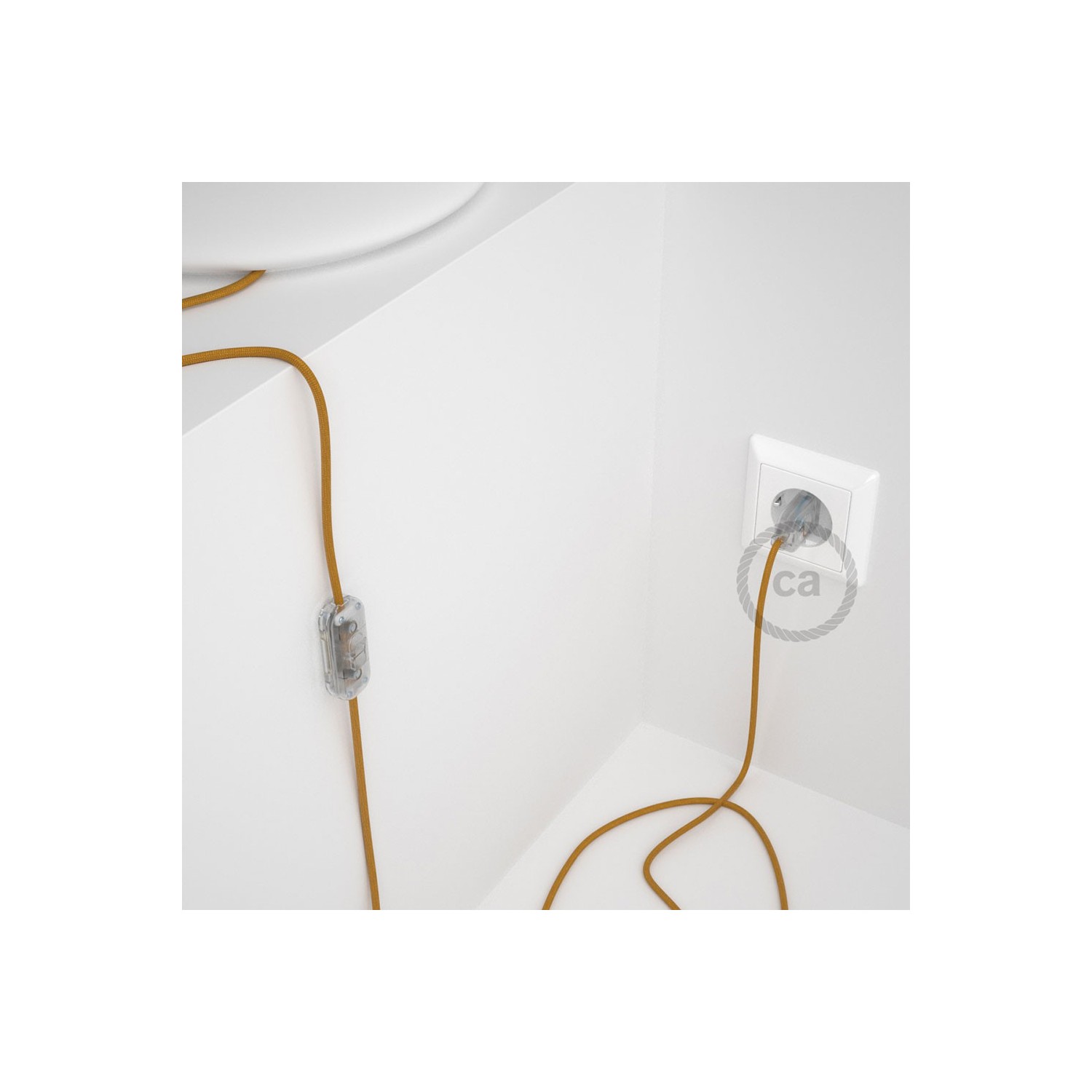 Cordon pour lampe, câble RM05 Effet Soie Doré 1,80 m. Choisissez la couleur de la fiche et de l'interrupteur!