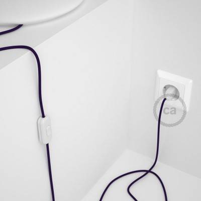 Cordon pour lampe, câble RM14 Effet Soie Violet 1,80 m. Choisissez la couleur de la fiche et de l'interrupteur!