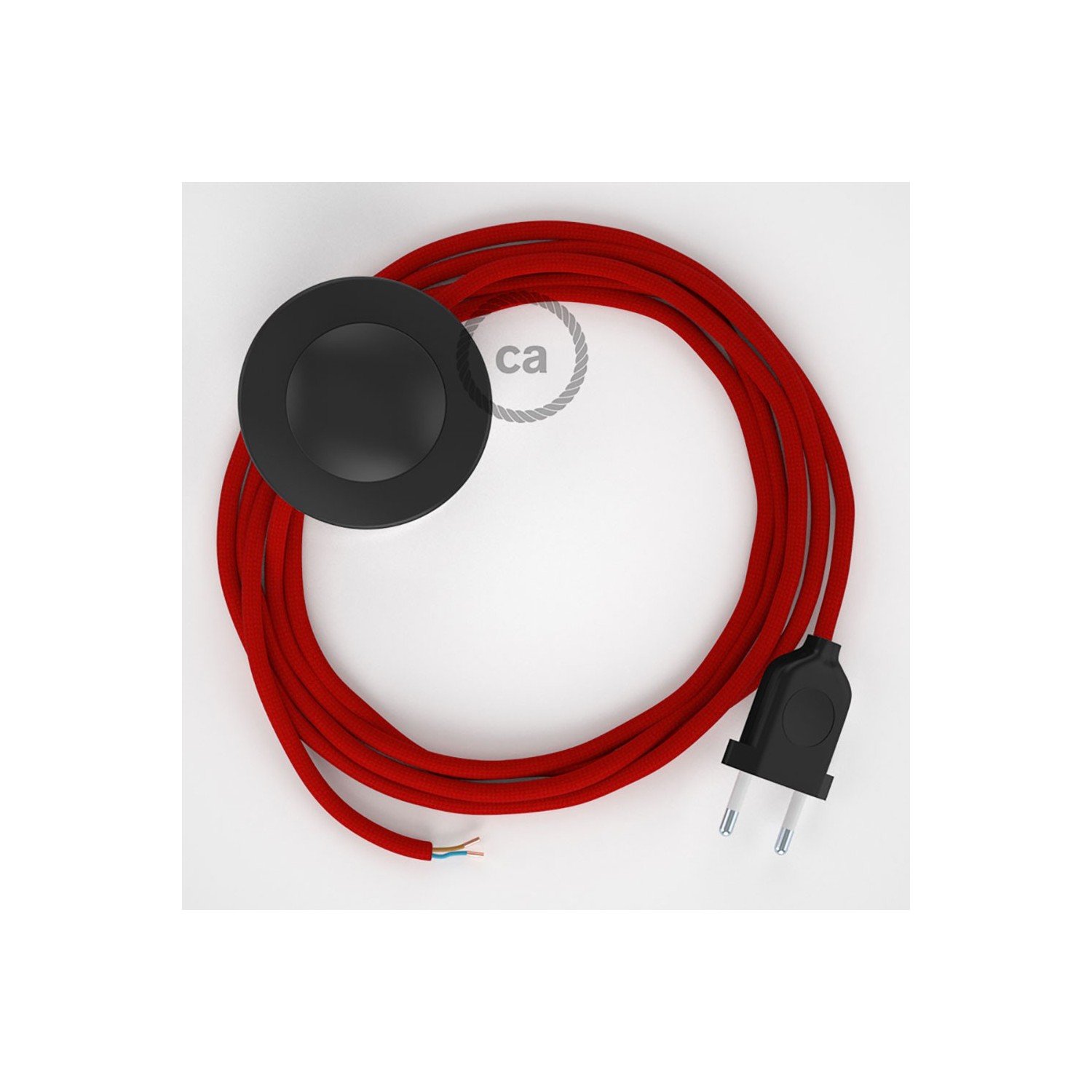 Cordon pour lampadaire, câble RM09 Effet Soie Rouge 3 m. Choisissez la couleur de la fiche et de l'interrupteur!