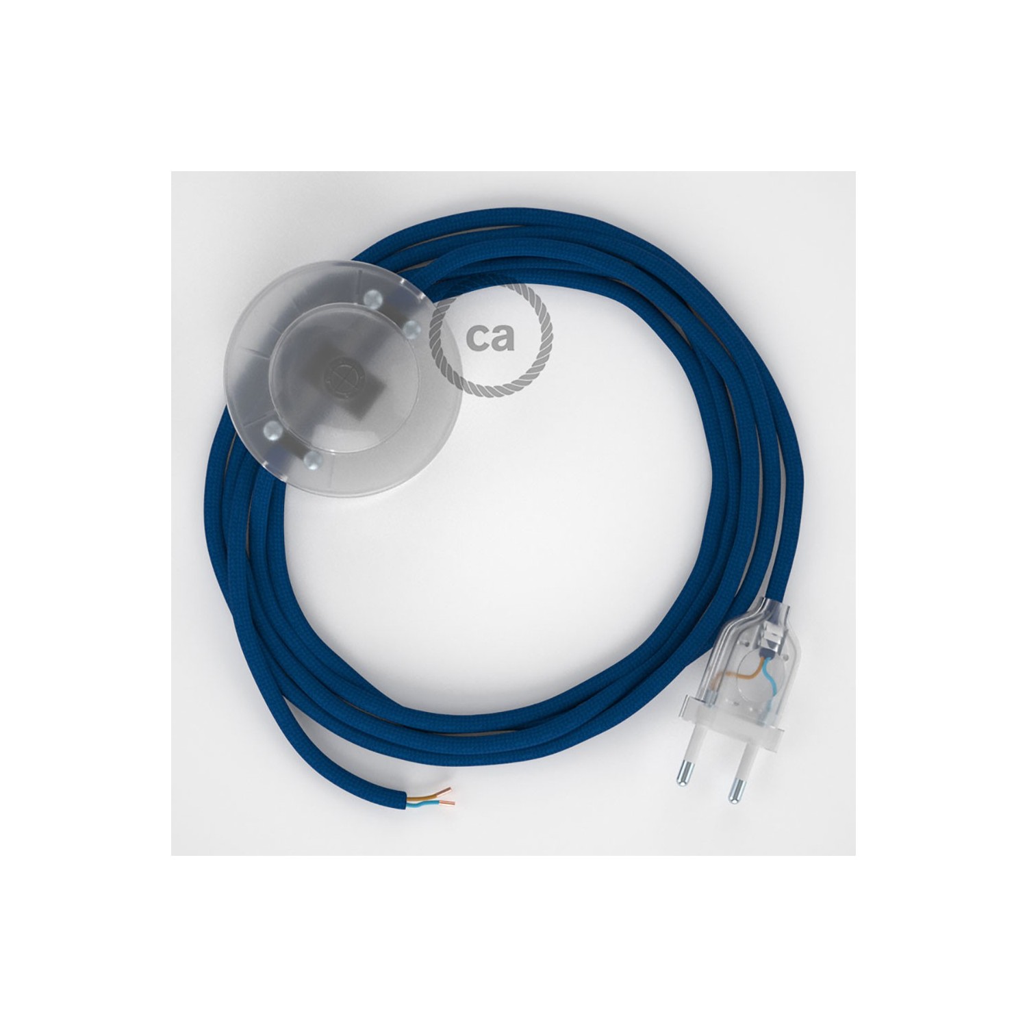 Cordon pour lampadaire, câble RM12 Effet Soie Bleu 3 m. Choisissez la couleur de la fiche et de l'interrupteur!